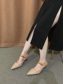 Alternative view of Helena  Pierced Mules - Khaki