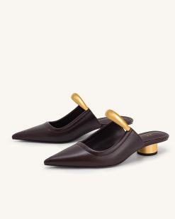 Alternative view of Helena  Pierced Mules- Claret Red