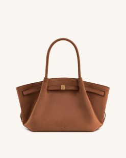 Alternative view of Hana Medium Faux Suede Tote Bag - Brown