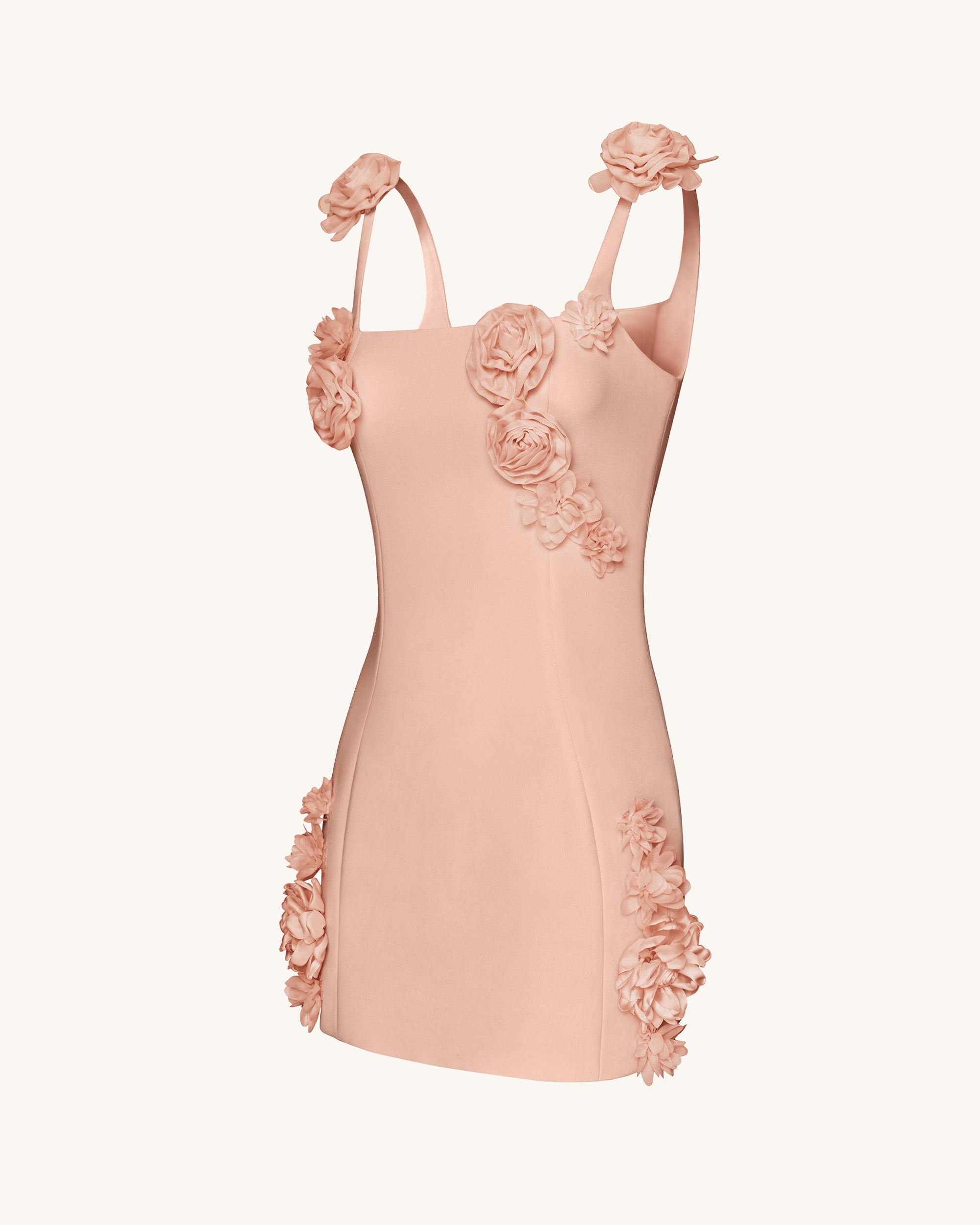 Elaina Rosette Applique Mini Dress - Apricot - Image 4