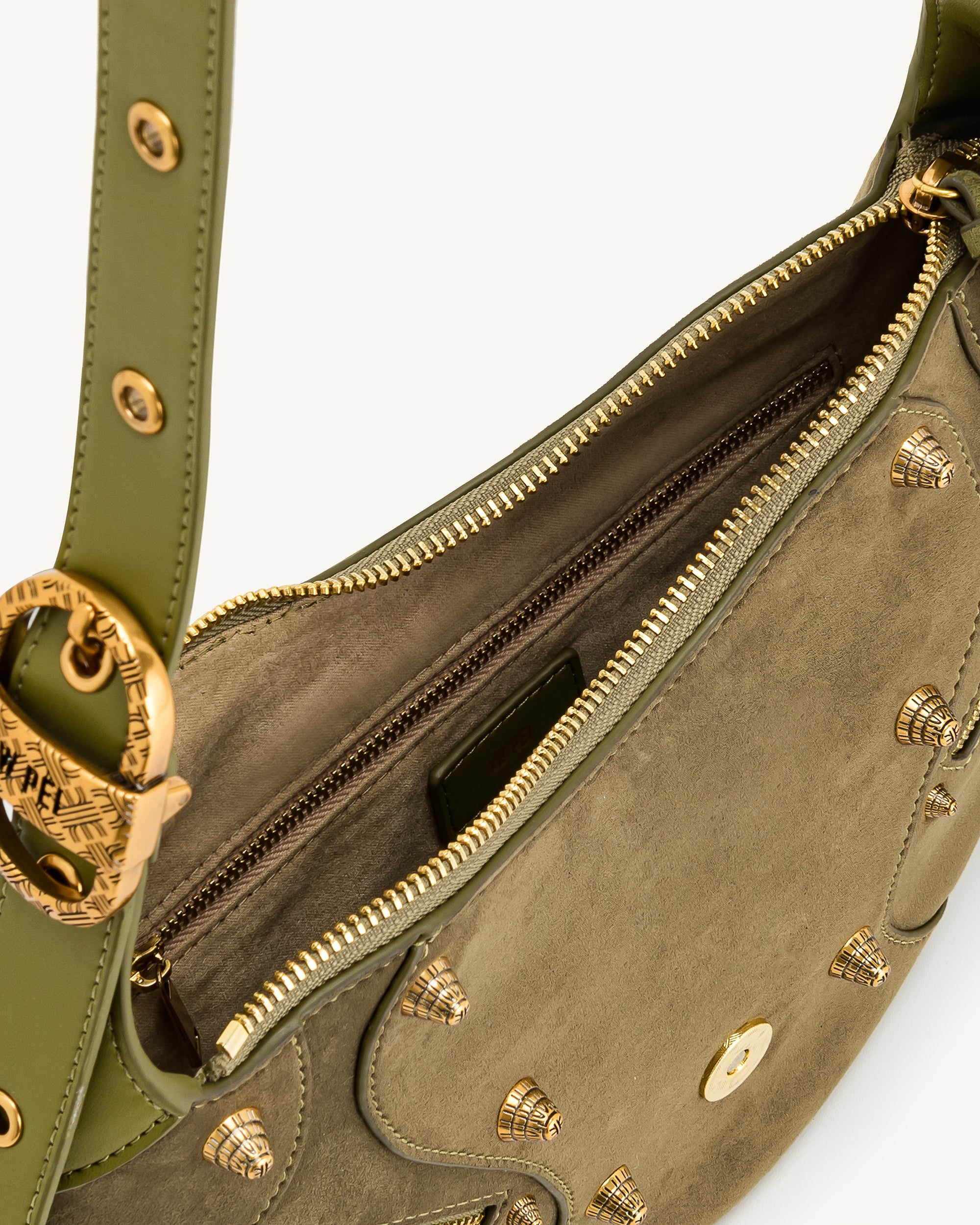 Tessa Suede Shoulder Bag - Dark Olive - Image 5