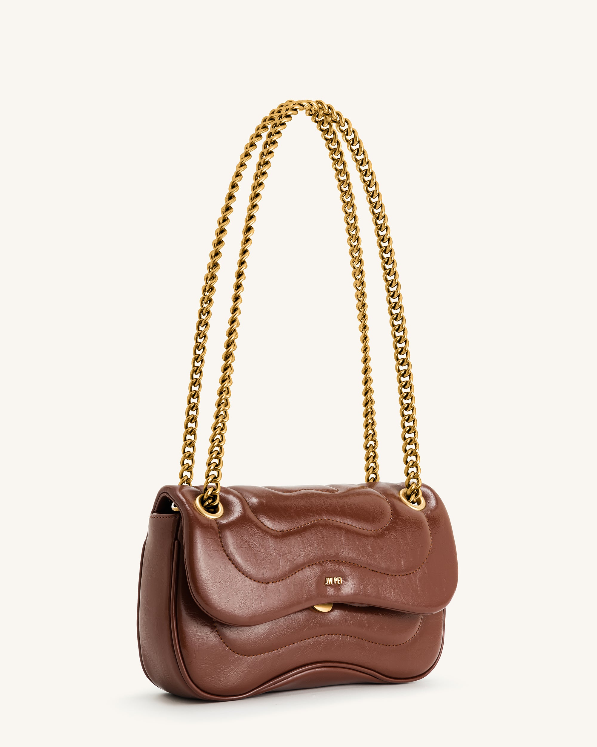 Tina Quilted Chain Crossbody - Brown - Image 2