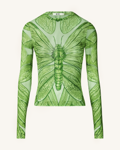 Alternative view of Dragonfly Vein Sheer Top - Green