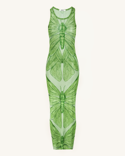 Alternative view of Dragonfly Axis Tank Mesh Dress - Green