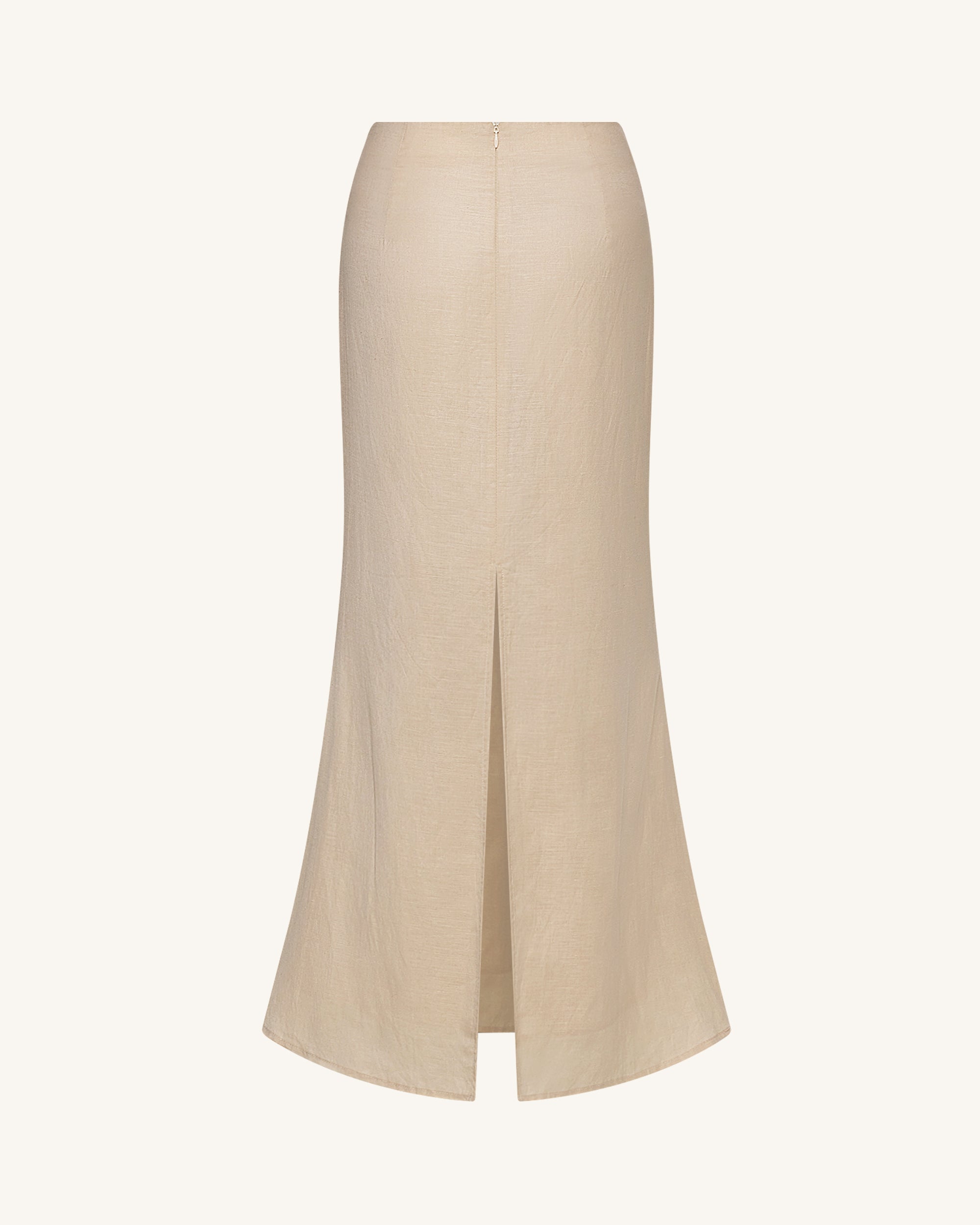 Linen Corded Embroidery Maxi Skirt - Natural - Image 5