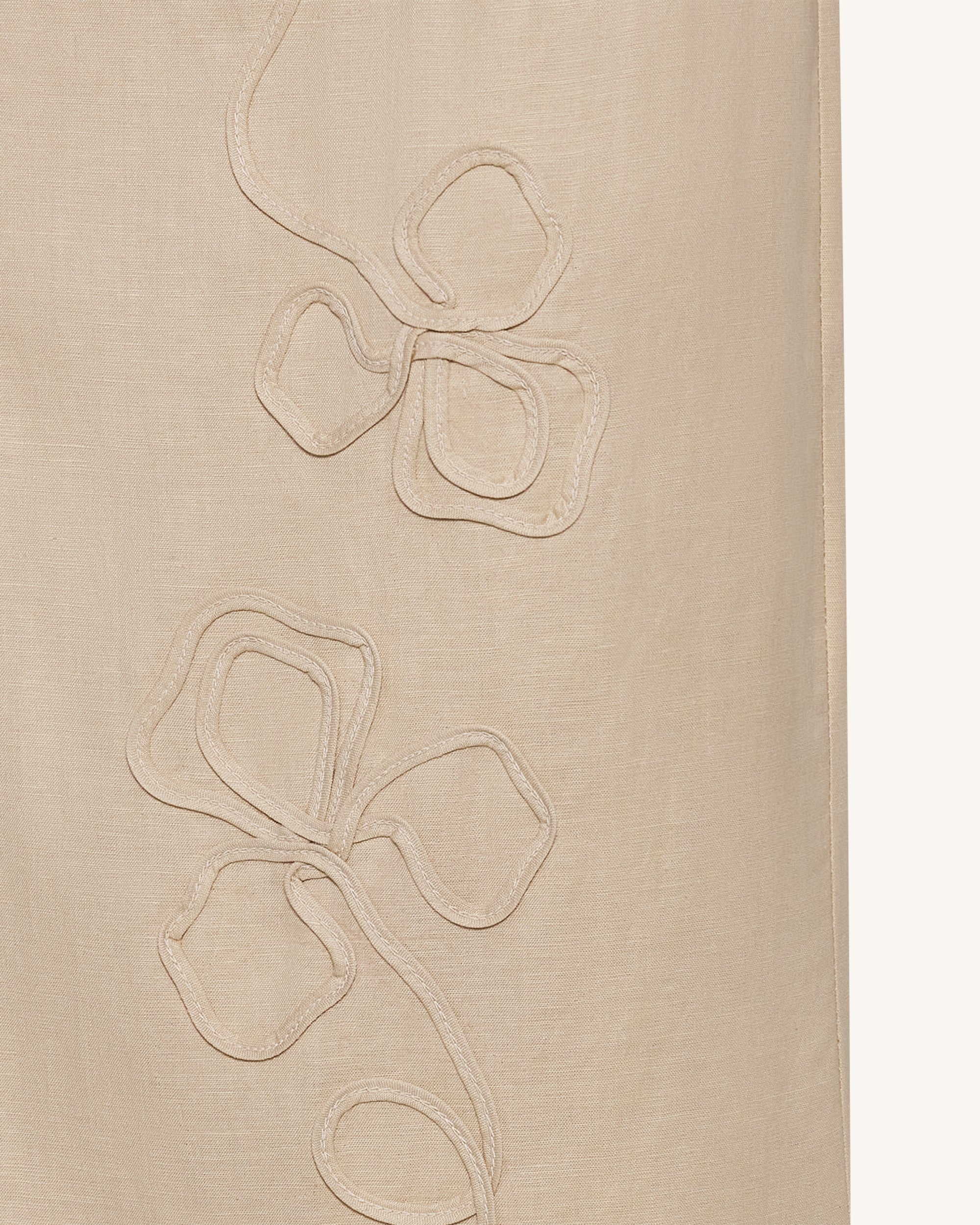 Linen Corded Embroidery Maxi Skirt - Natural - Image 6