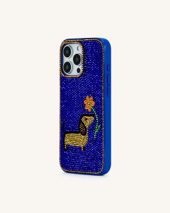 Alternative view of Dachshund with Flower Phone Case - Multicolor Blue