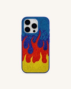 Flame Pattern Phone Case - Multicolor Blue