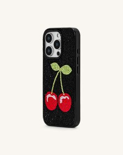 Alternative view of Cherry Phone Case - Multicolor Black