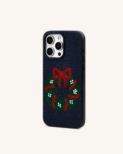 Alternative view of Holiday Wreath Bling Phone Case - Black