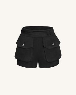 Alternative view of Abigail High-Waisted Utility Shorts - Black