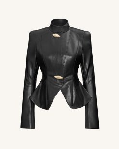 Alternative view of Autumn Metallic Conch PU Jacket - Black
