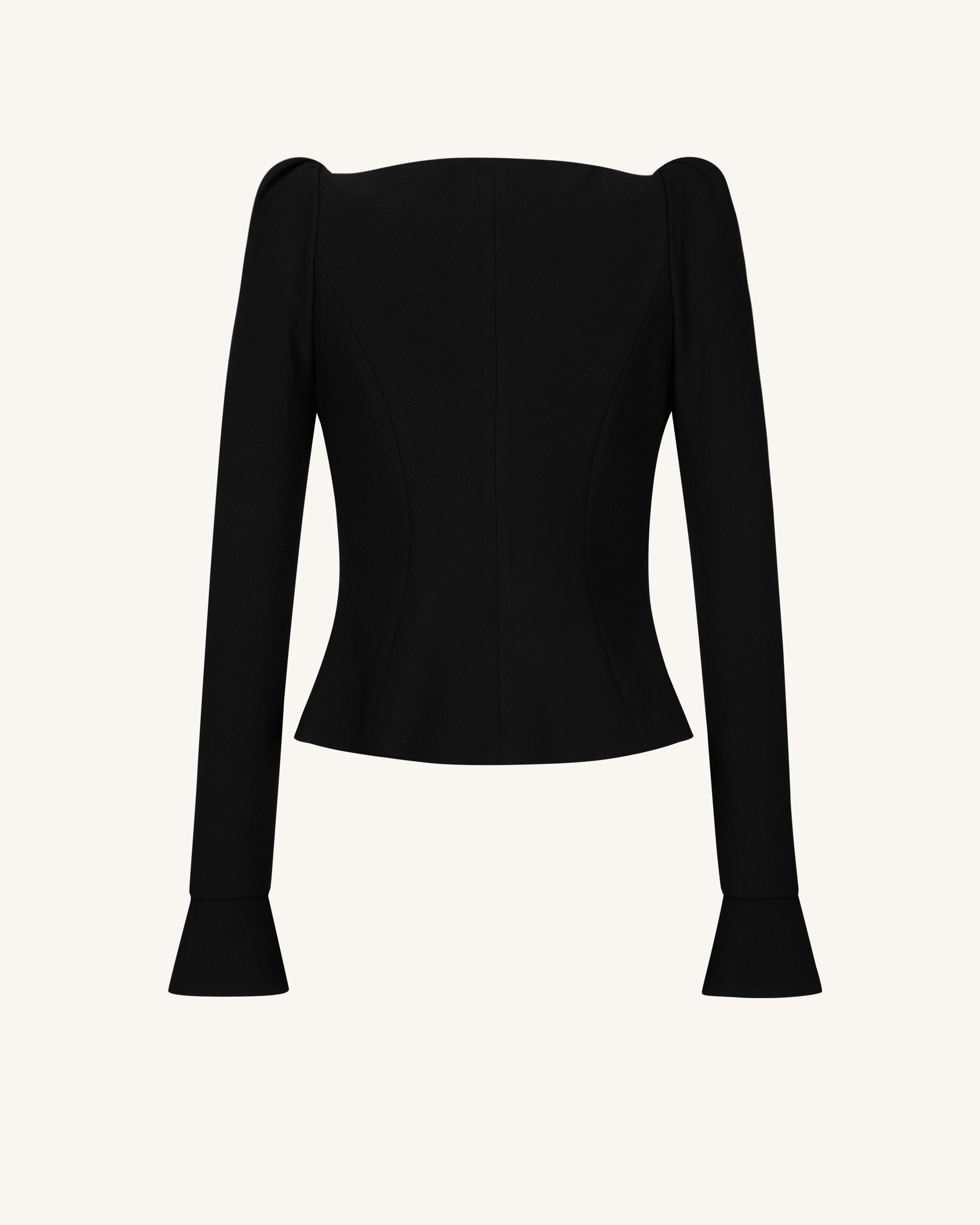 Olivia Puff Shoulder Blazer - Black - Image 5