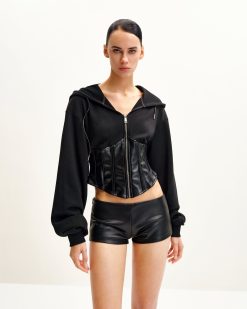Alternative view of Valentina Structured Corset Hoodie - Black