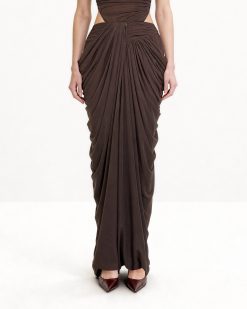 Alternative view of Draped Twist-Front Maxi Skirt - Brown