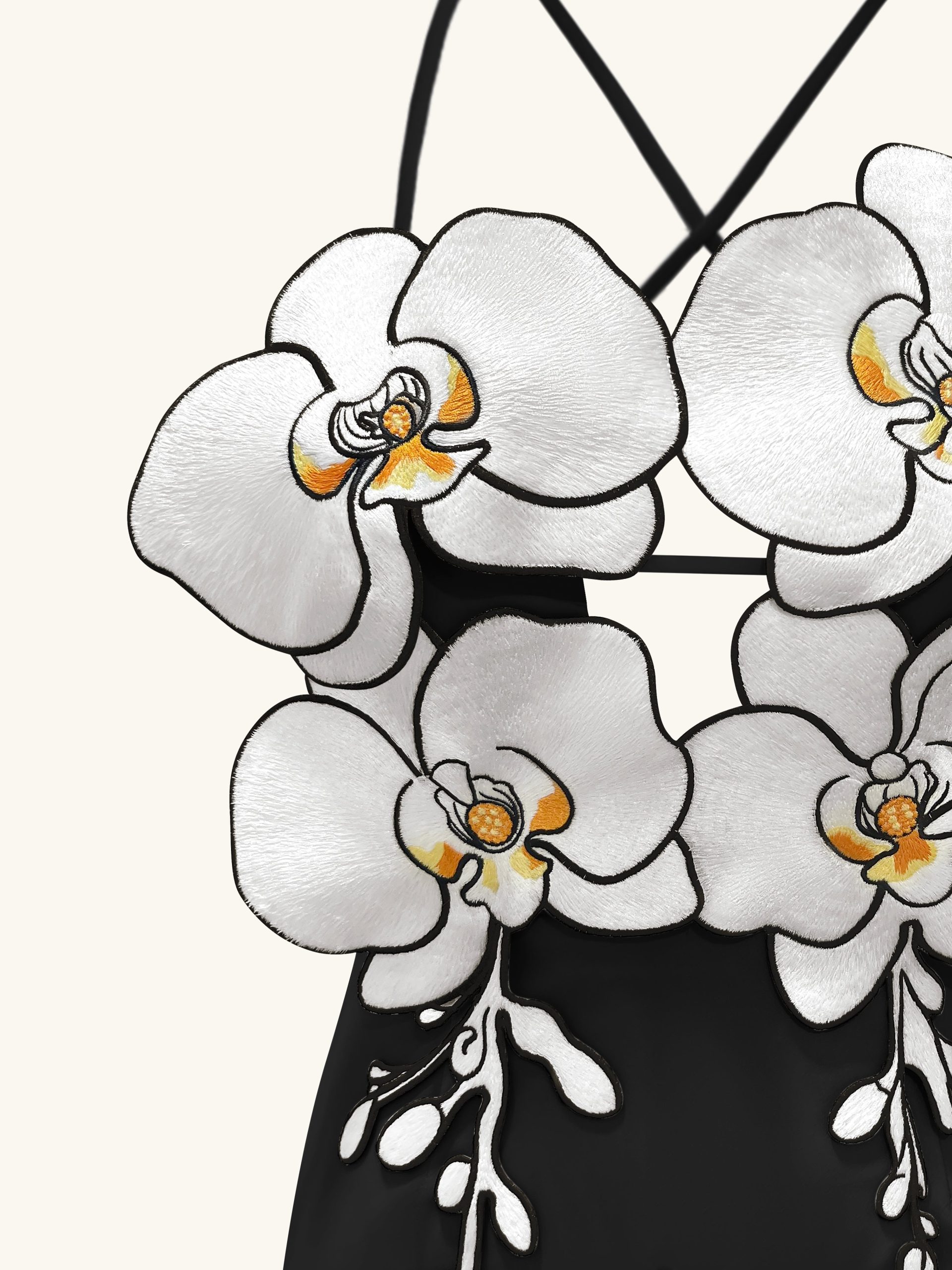 Orchid Embroidered Dress – Black/White - Image 5
