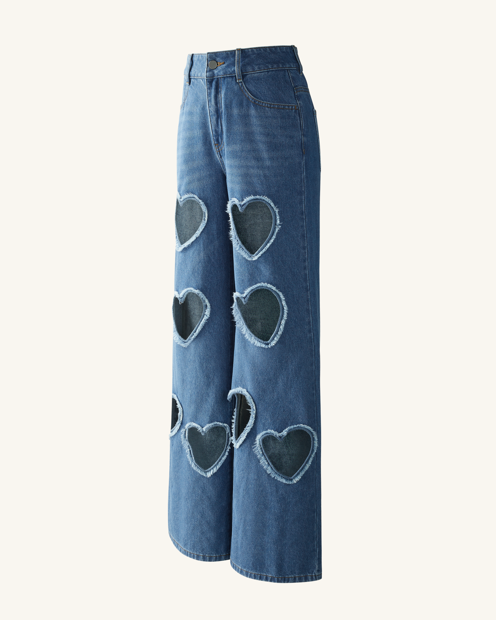 Sophia Embellished Heart Cut-Out Denim Jeans - Medium Blue - Image 7