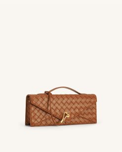 Alternative view of Celeste Woven Textured Envelope Top Handle Bag - Brown