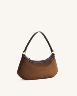 Alternative view of Lily Faux Suede Shoulder Bag - Dark Brown