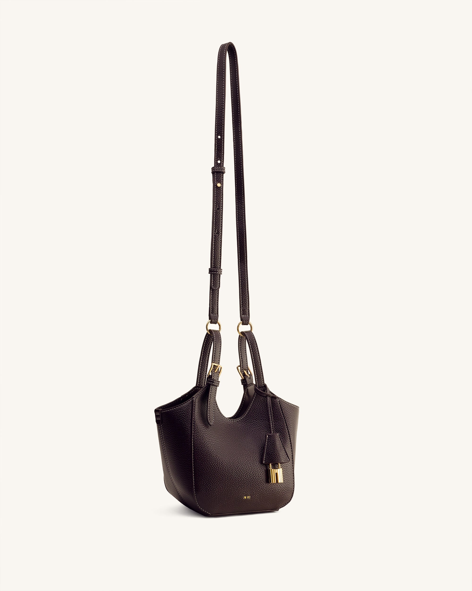 Ines Padlock Tote Bag - Dark Brown - Image 2