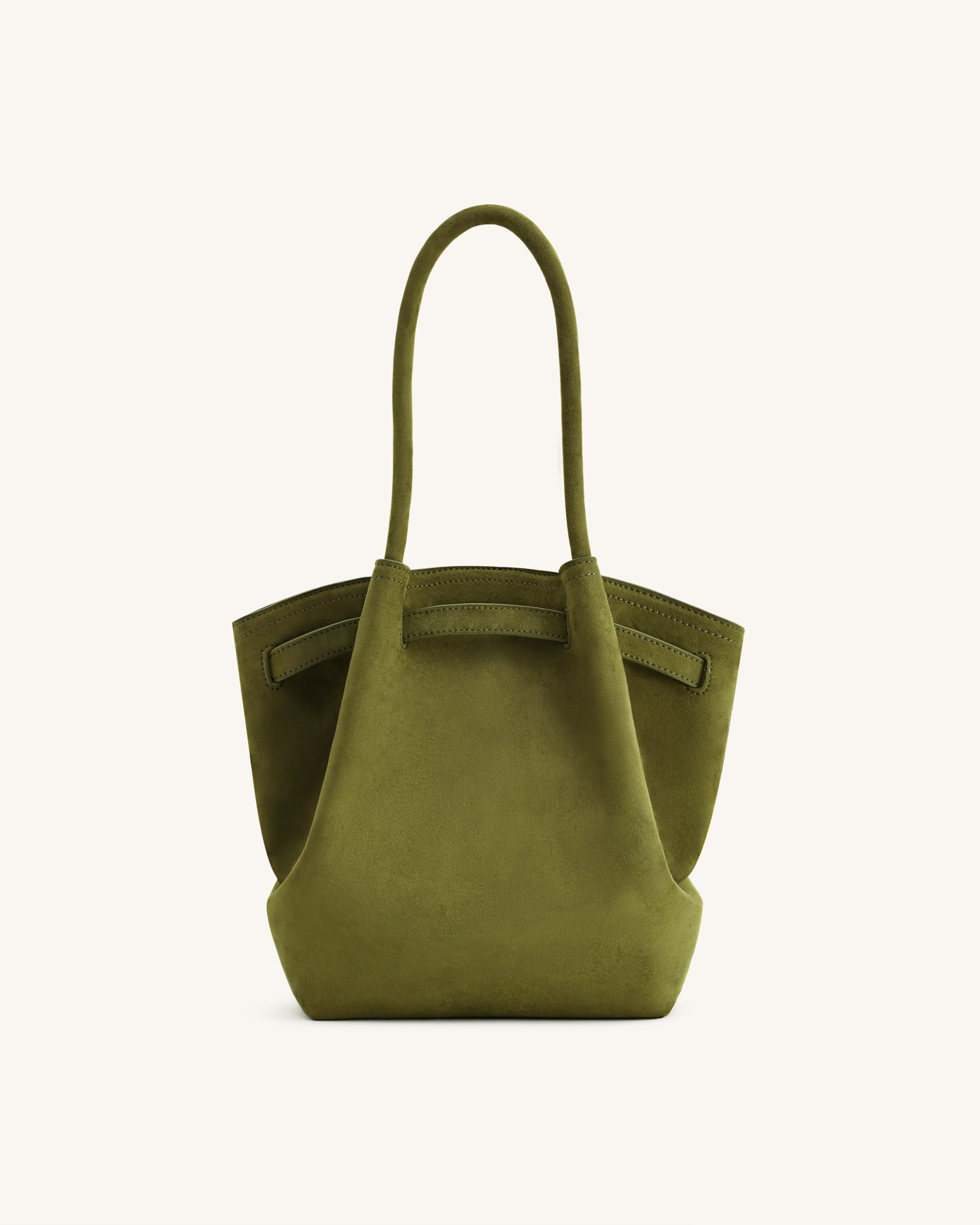 Hana Column Faux Suede Tote Bag - Olive Green - Image 4