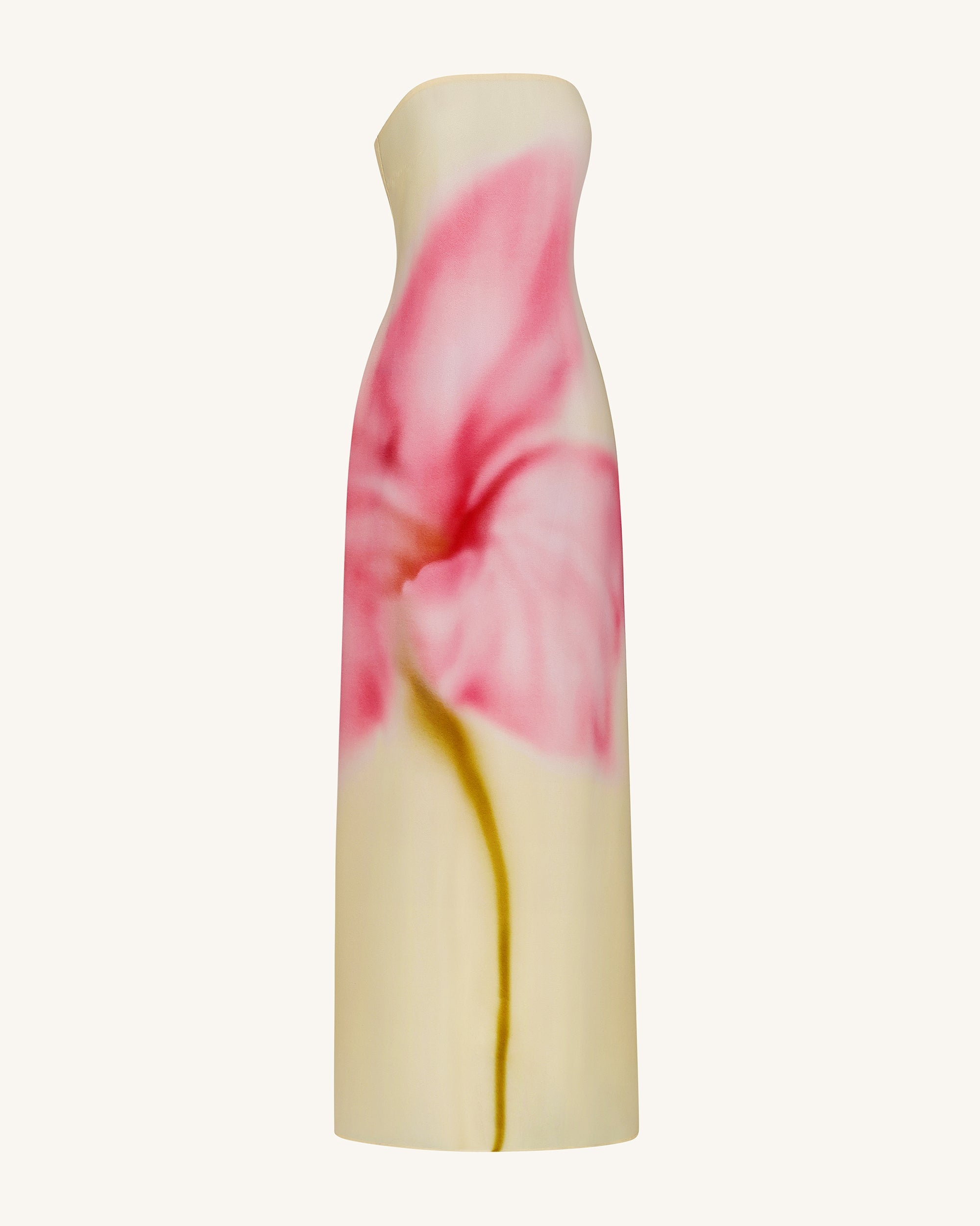 Watercolor Floral Print Strapless Maxi Dress - Yellow - Image 4