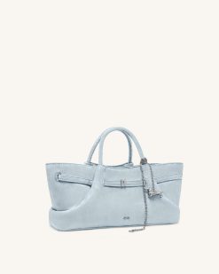 Alternative view of Maeve Dachshund Metal Charm Faux Suede Tote Bag - Blue