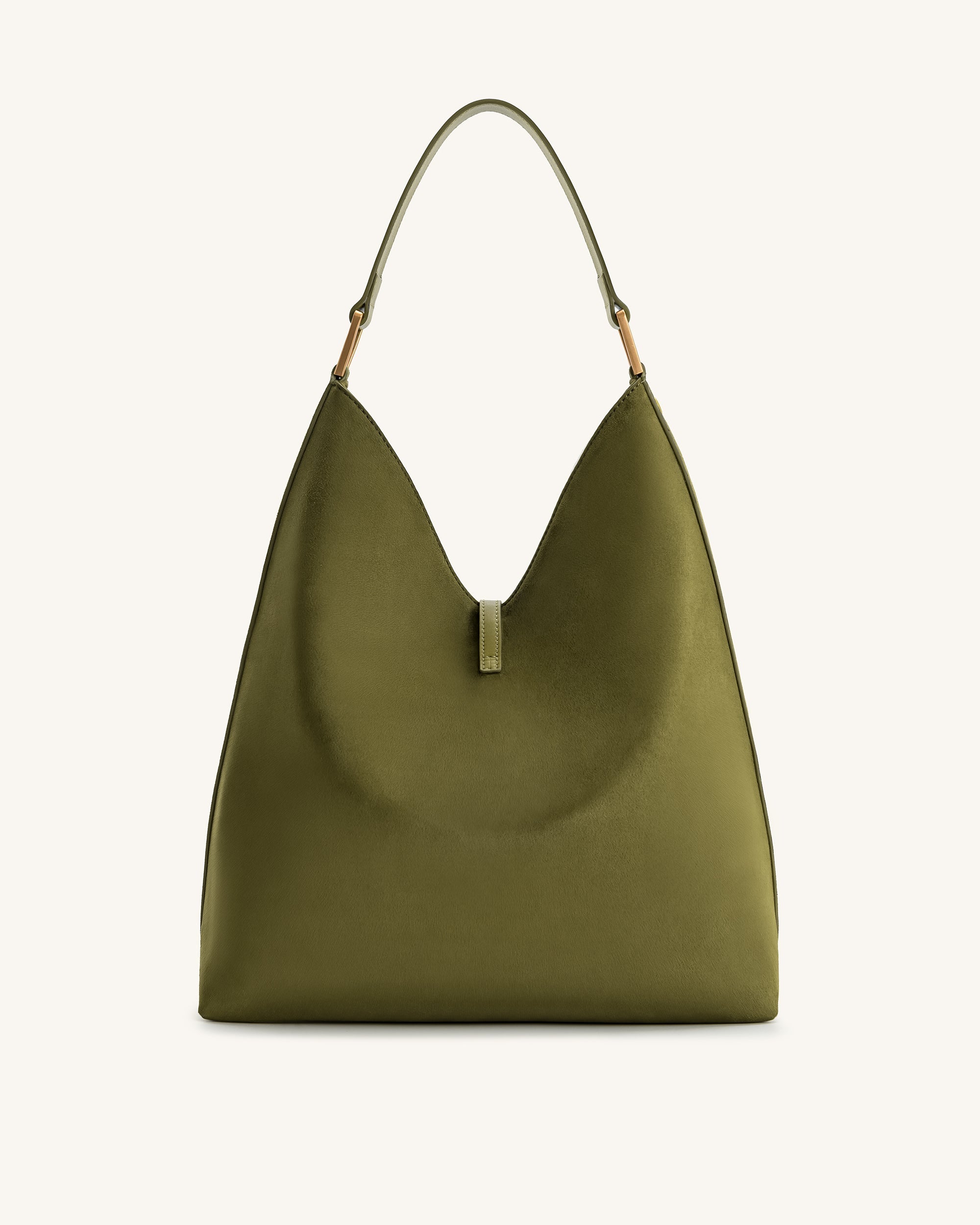 Aria Faux Suede Shoulder Bag - Dark Olive - Image 4
