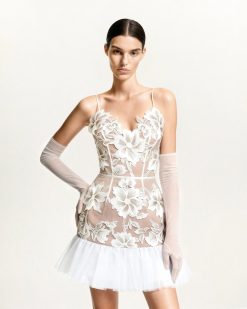 Floral Sling Mini Dress - White