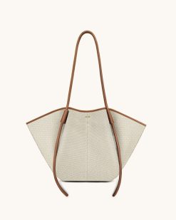 Nala Wide Tote Bag - Brown Canvas