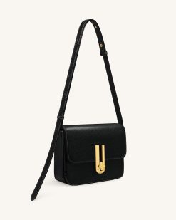 Alternative view of Evania Lock Pebbled Shoulder Bag - Black