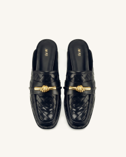 Alternative view of Elowen Woven Horsebit Mule Loafers - Black