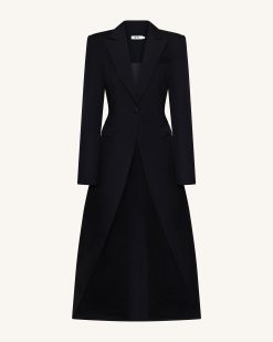 Alternative view of Structured Peak-Lapel Cutaway Maxi Blazer - Black