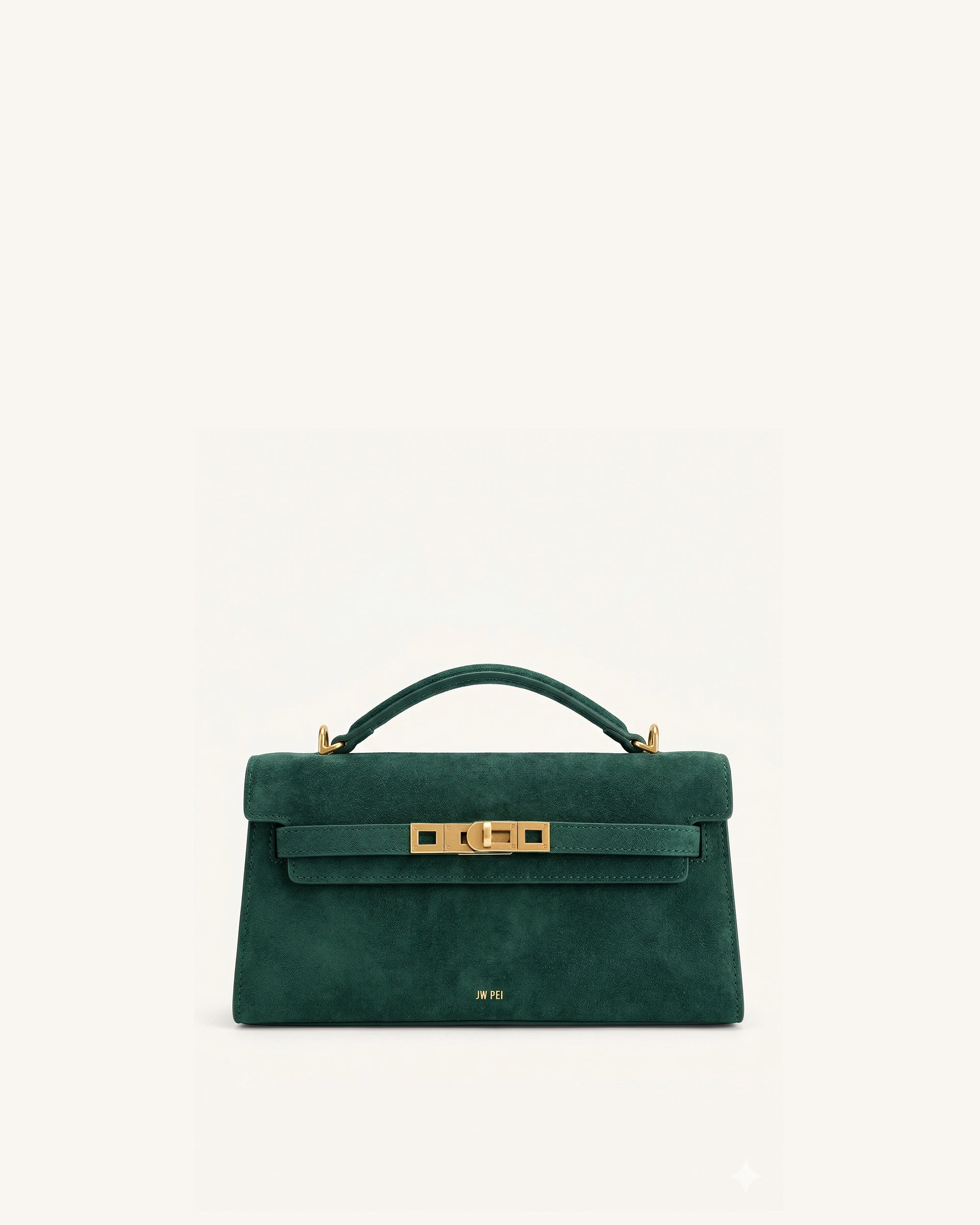 Noor Faux Suede Top Handle Bag - Forest Green
