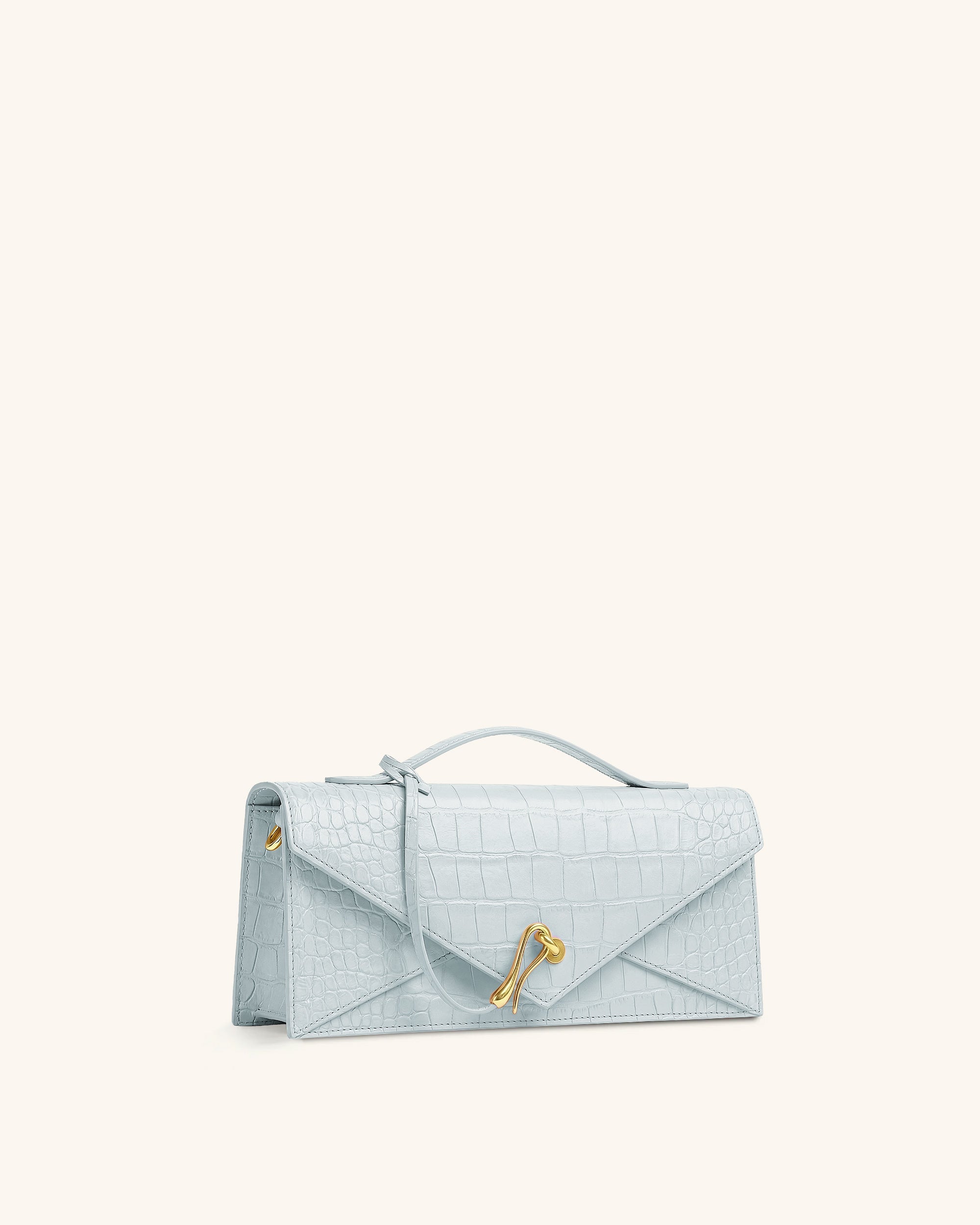 Celeste Envelope Top Handle Bag - Light Blue Croc - Image 2