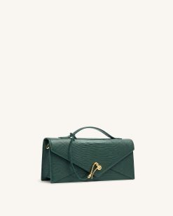 Alternative view of Celeste Envelope Top Handle Bag - Olive Green Lizard Texture