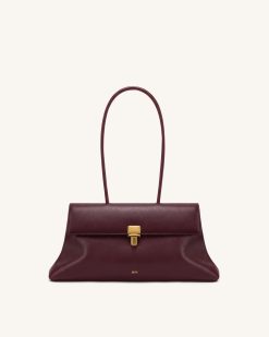 Selene Lock Flap Shoulder Bag - Burgundy