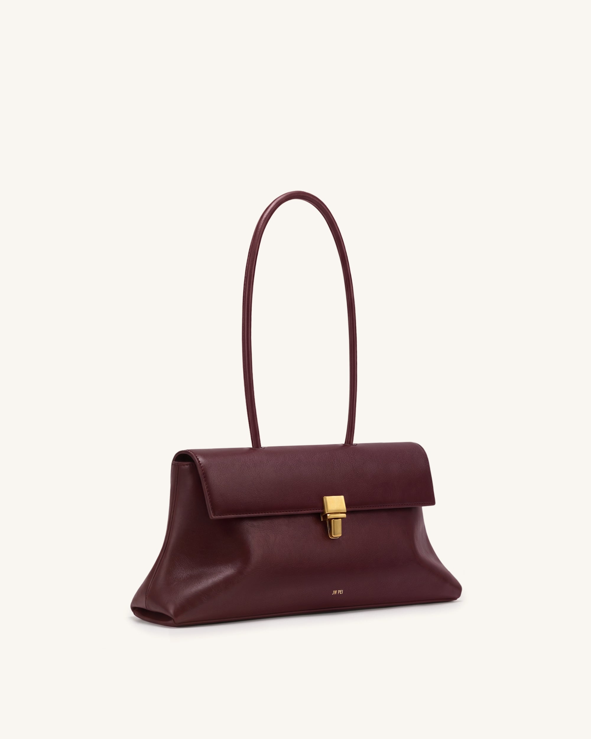 Selene Lock Flap Shoulder Bag - Burgundy - Image 2