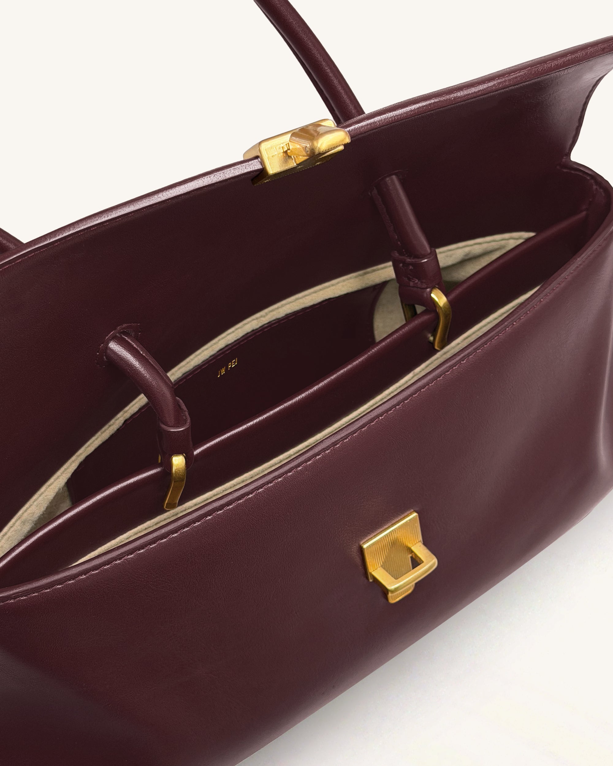 Selene Lock Flap Shoulder Bag - Burgundy - Image 4