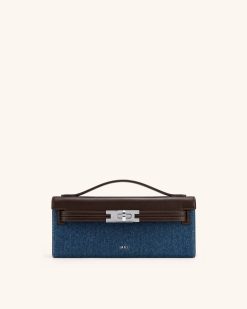 Bria Structured Top Handle Bag - BLue Denim