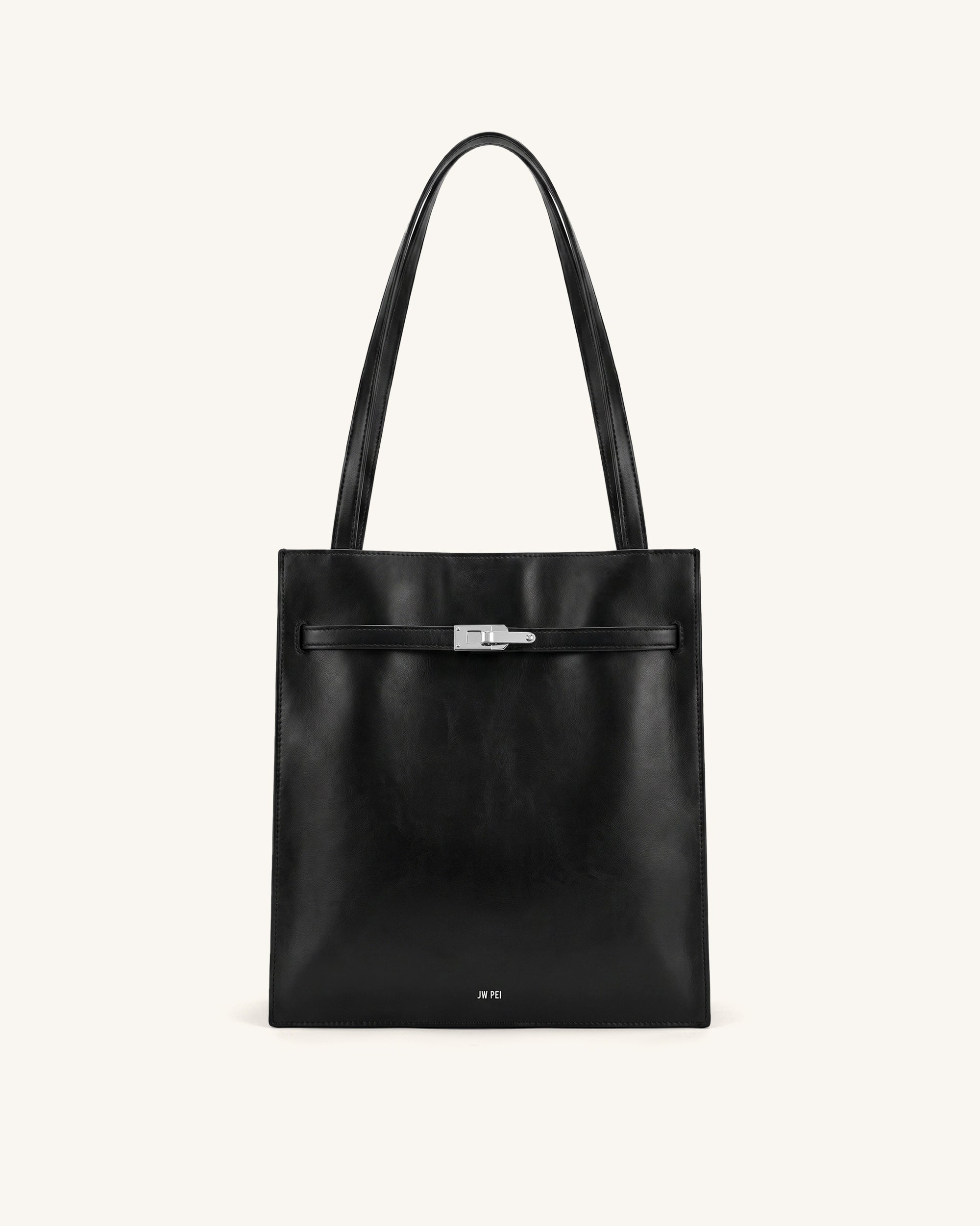 Noelle Belted Tote Bag - Black