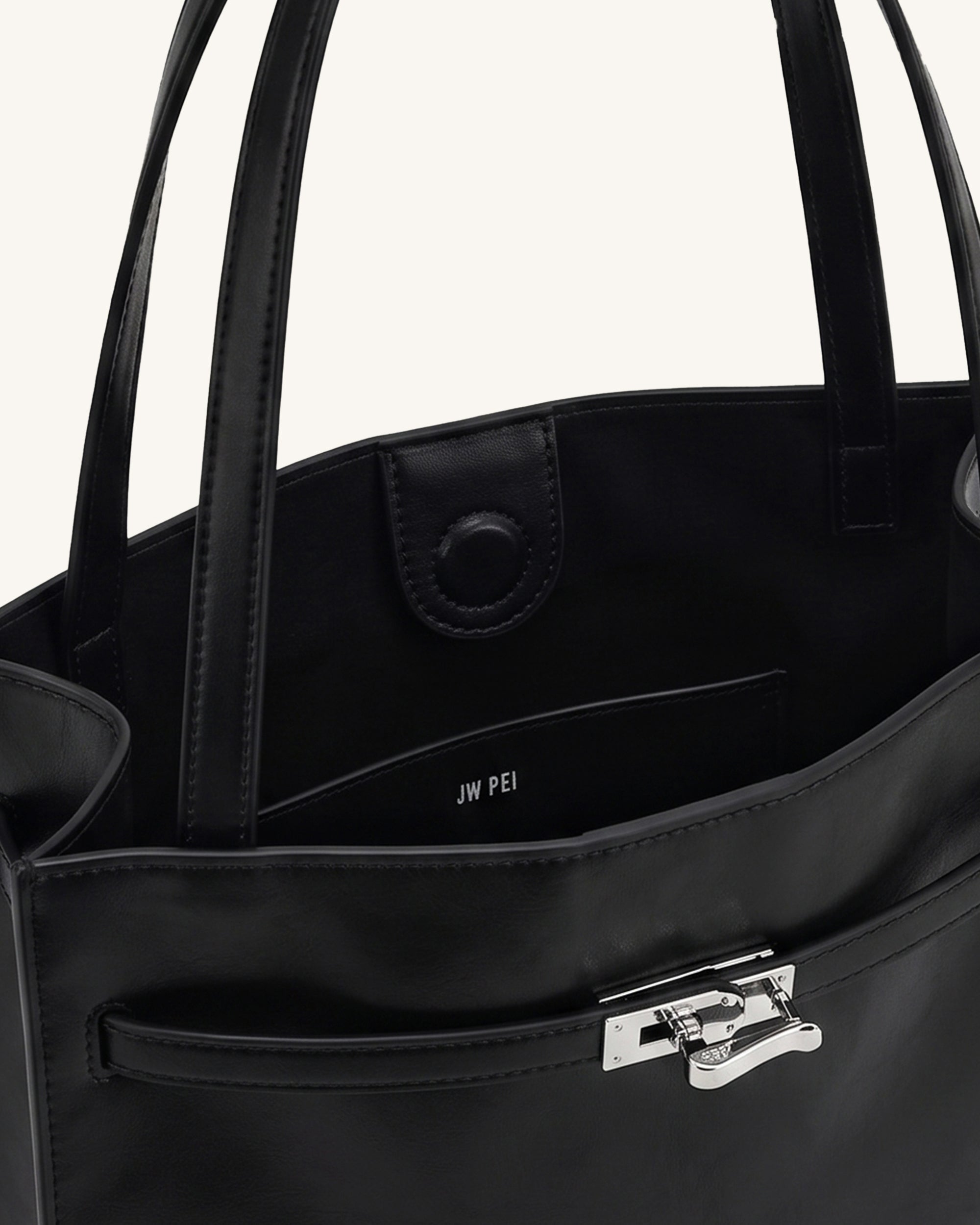 Noelle Belted Tote Bag - Black - Image 4