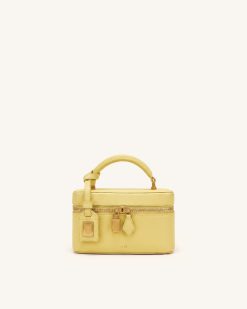 Cleo Box Shape Top Handle Bag - Yellow