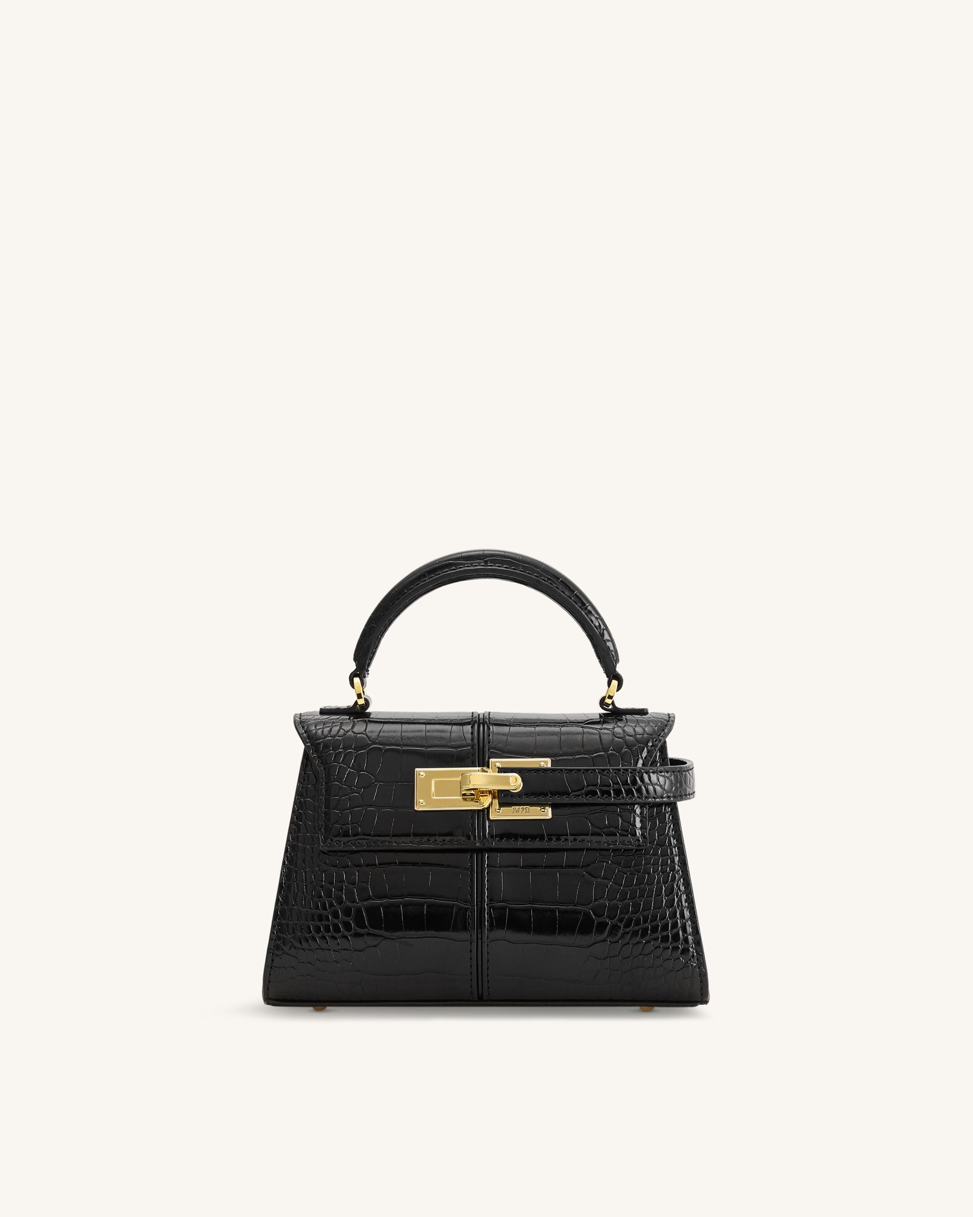 Elise Top Handle Bag - Black Croc