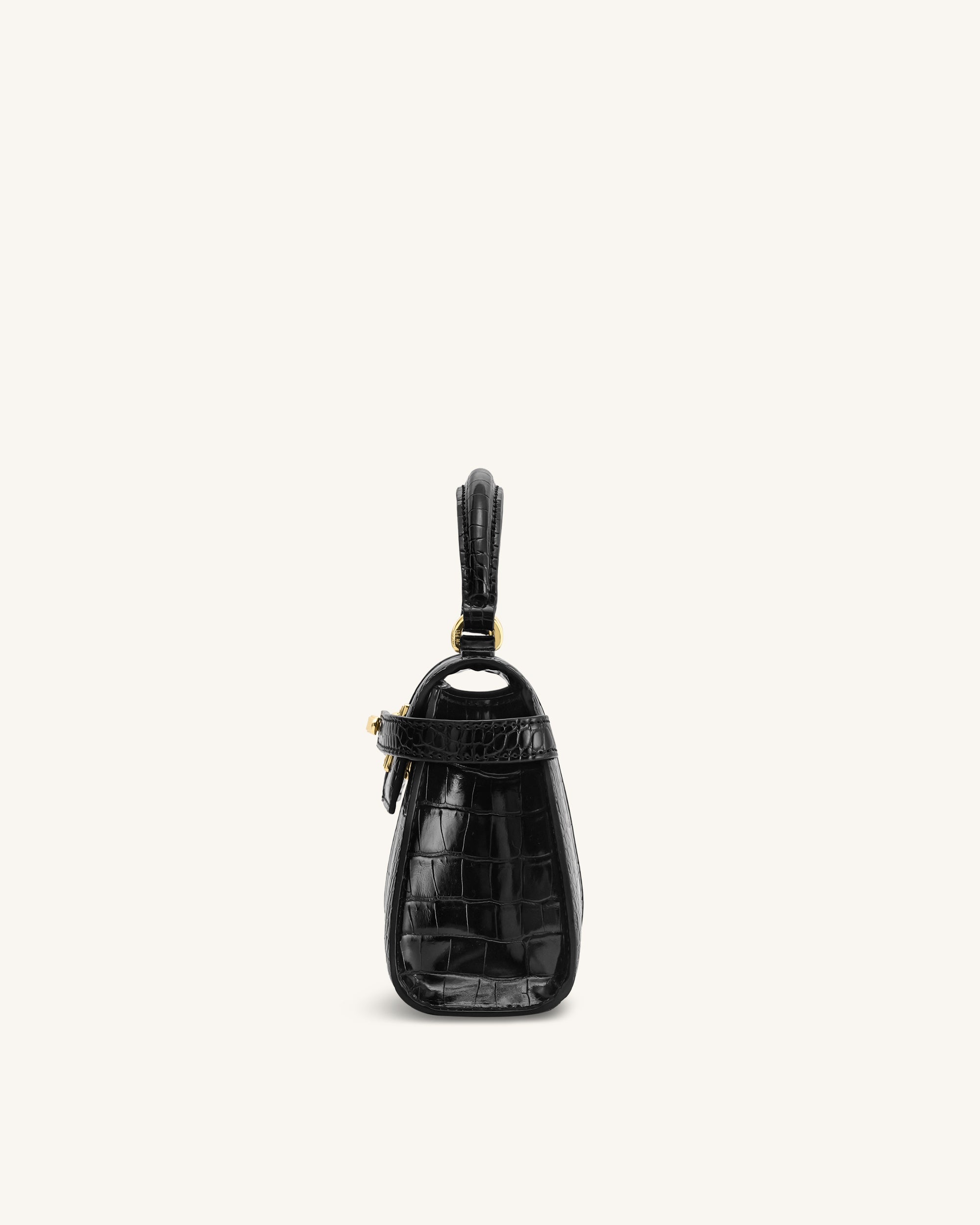 Elise Top Handle Bag - Black Croc - Image 4