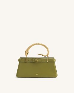 Elena Snake Handle Top Handle Bag - Matcha Green