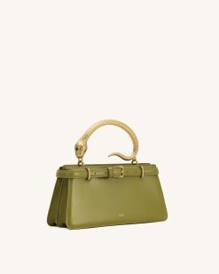 Alternative view of Elena Snake Handle Top Handle Bag - Matcha Green