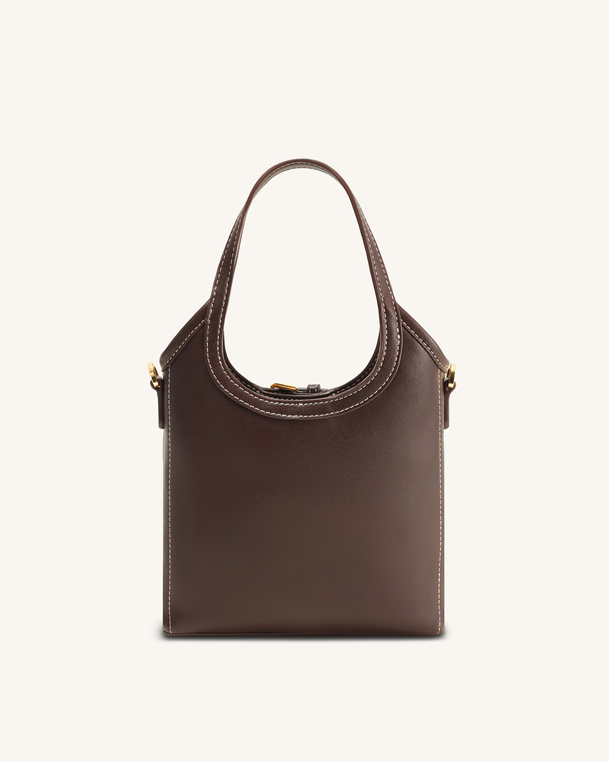 Brooke Mini Belted Embellished Top Handle Bag - Dark Brown - Image 3
