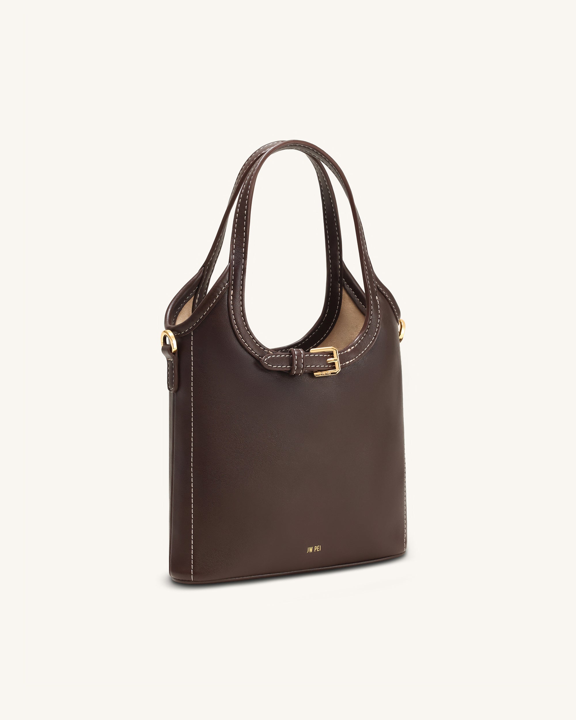 Brooke Mini Belted Embellished Top Handle Bag - Dark Brown - Image 2
