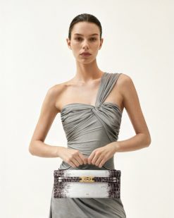 Alternative view of Bria Structured Top Handle Bag - White Croc